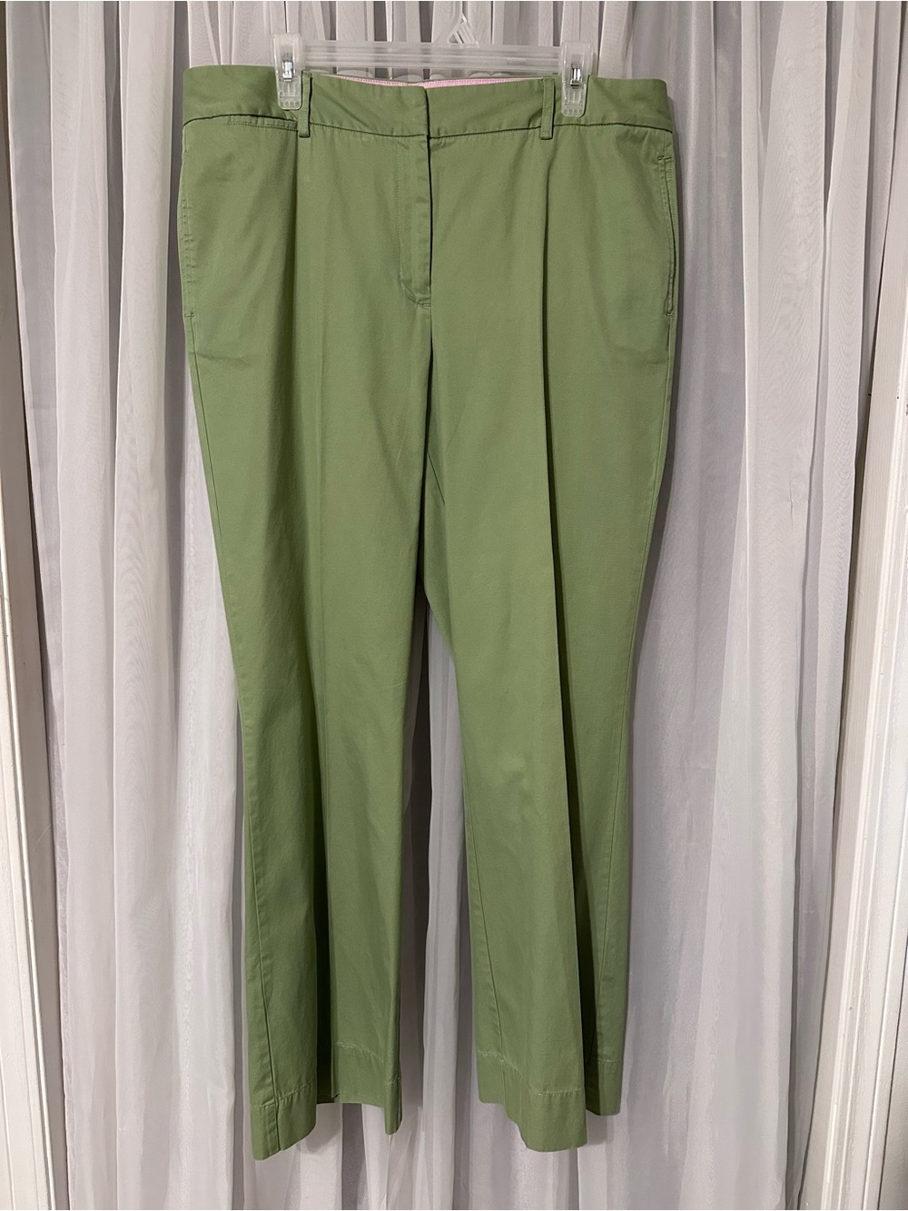 Lands End Green Straight-Leg Cotton Dress Chino Pants Size 14